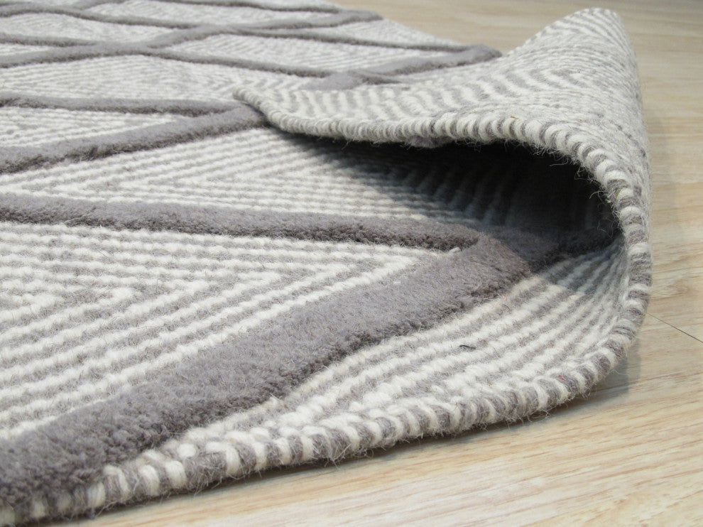 Handmade Wool Gray Transitional Trellis Xavier Rug, 8'x10'