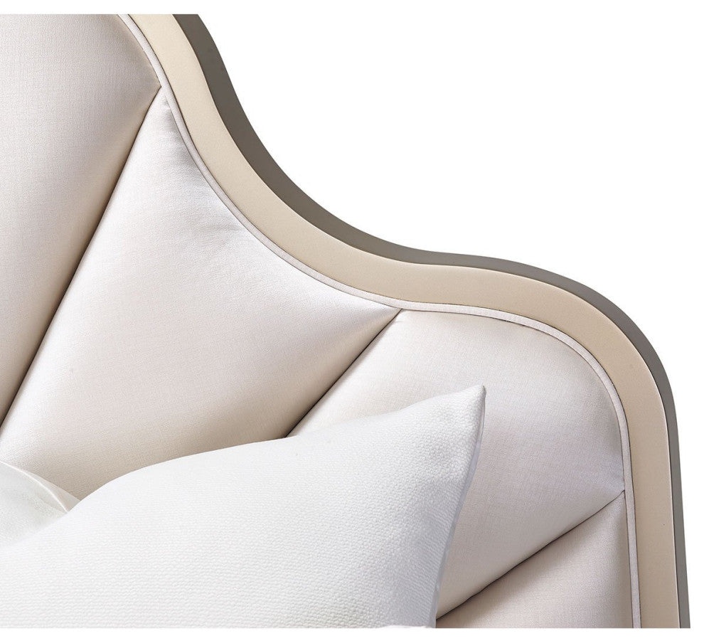 Aico Amini Malibu Crest Cal King Scalloped Panel Bed in Chardonnay