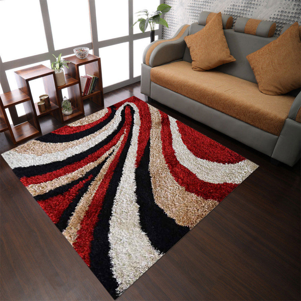 HAND TUFTED SHAG POLYESTER ECO-FRIENDLY AREA RUGS -Multicolor,Contemporary