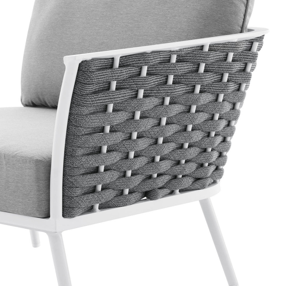 Lounge Sectional Sofa Chair Set, White Gray, Aluminum, Modern, Outdoor