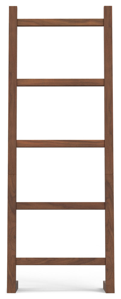 Bray Solid Acacia Wood Bath Towel and Blanket Ladder Shelf, Natural Walnut