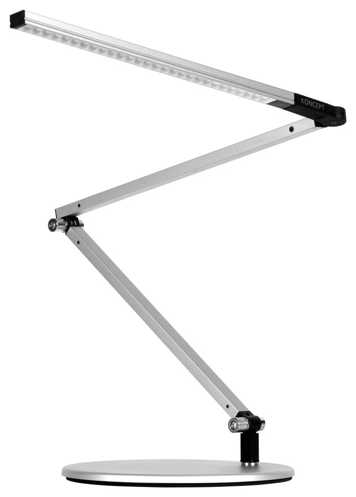 Z-Bar Mini Desk Lamp With Through-Table Mount, Warm Light, Silver