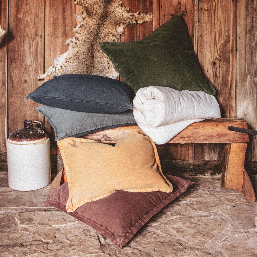 Stonewashed Cotton Canvas Duvet Cover Set, 3PC, Charcoal, Super King