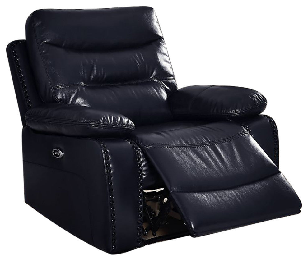 Leather-Gel Power Motion Recliner, Navy Finish