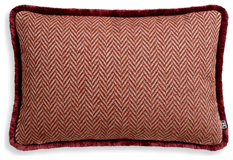 Chevron Pattern Fringed Lumbar Pillow | Eichholtz Kauai, Red