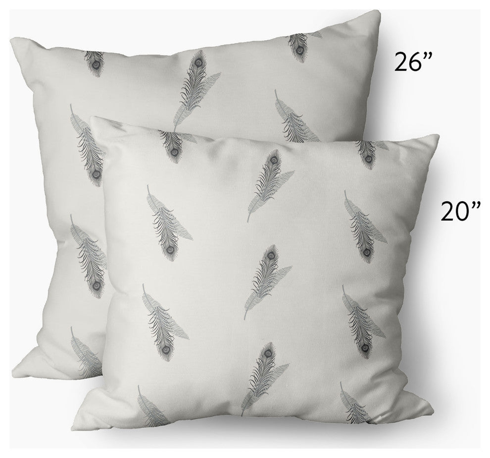 Feather Stripe Decorative Throw Pillow, Lunar Gray, 20"x20"