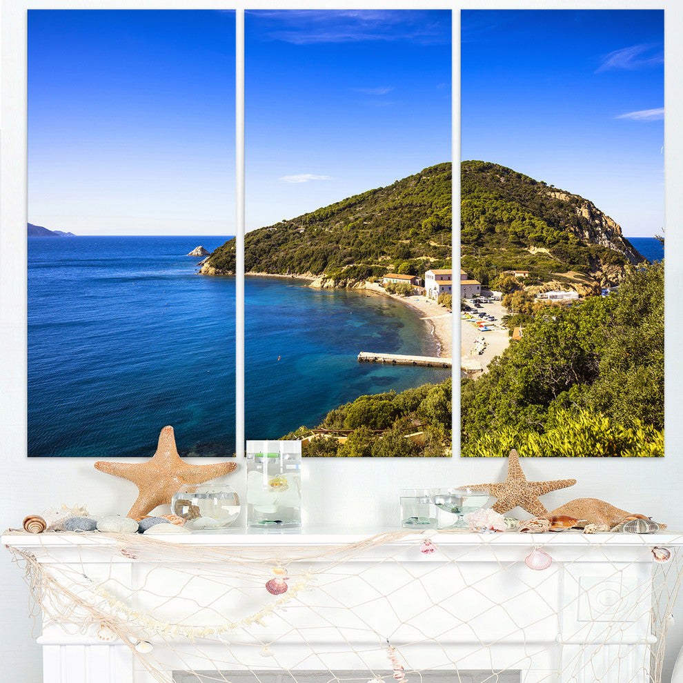 "Blue Seashore at Elba Island" Metal Wall Art, 3 Panels, 36"x28"