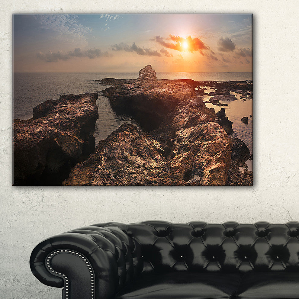 "Rocky African Coast Panorama" Oversized Beach Canvas Artwork, 40"x20"