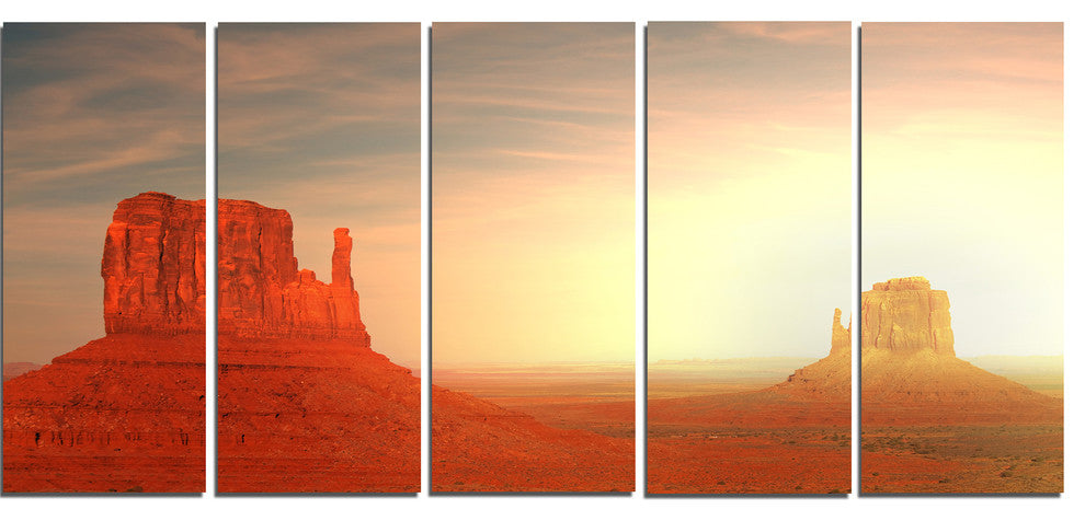 Monument Valley Utah Usa, Landscape Canvas Art Print, 60"x28", 5 Panels