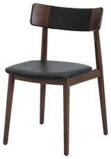 Converse Leather Solid Oak Dining Chair, Mud Brown