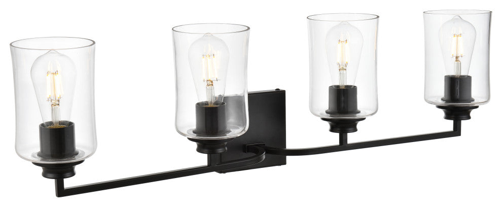 4 Light Black And Clear Bath Sconce