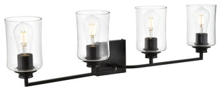 4 Light Black And Clear Bath Sconce
