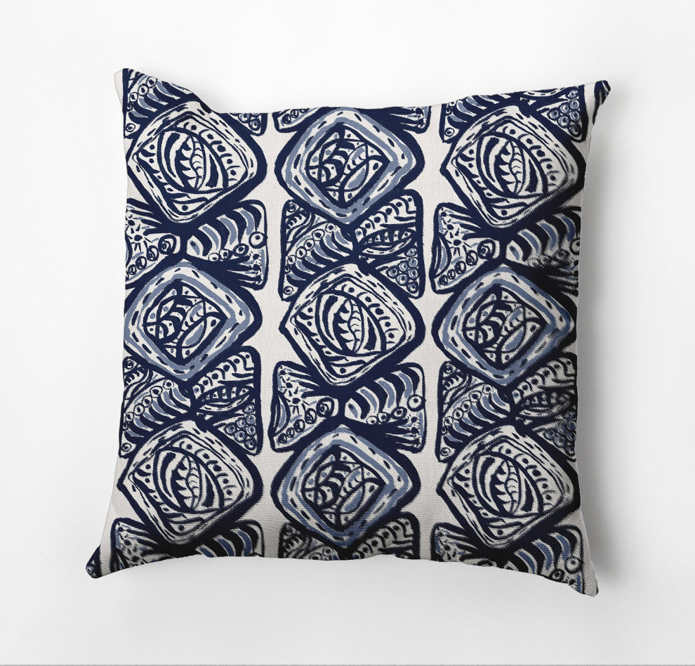 Cowry Cluster Outdoor Pillow, Navy, 18"x18"