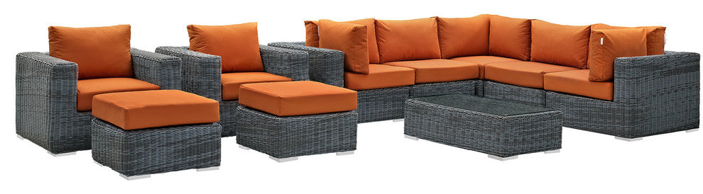 Summon 10-Piece Outdoor Patio Sunbrella Sectional Set