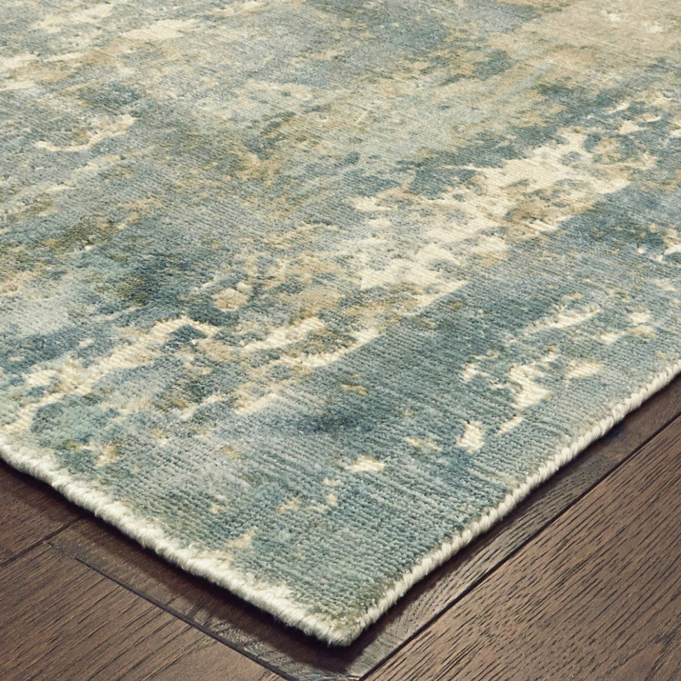 8??X 10??Blue And Gray Abstract Splash Indoor Area Rug