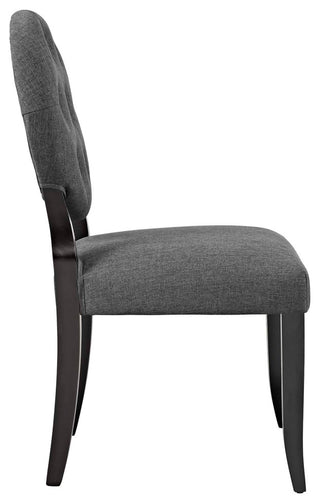 Gray Button Dining Side Chair Upholstered Fabric Set of 2
