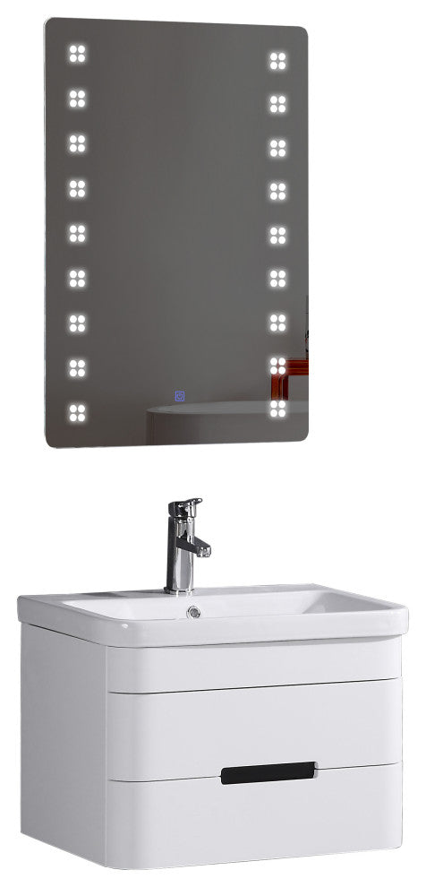 24" Bathroom Vanity With Led Mirror, PVC