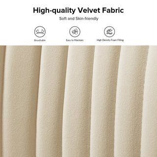 Velvet Tufted Loveseat Sofa With Golden Base, Tan