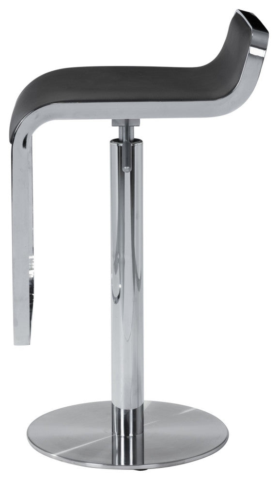 Bar Stool Chair Barstool, Faux Vinyl Leather, Steel, Black, Chrome, Cafe Bistro