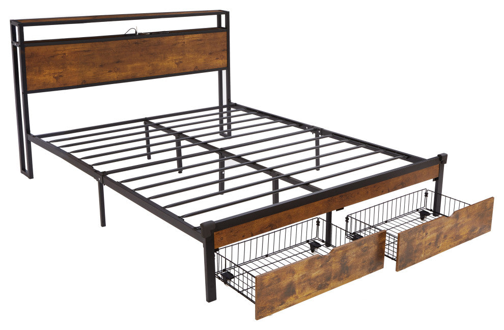 Gewnee Queen Size Metal Platform Bed Frame