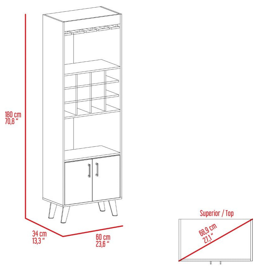 DEPOT E-SHOP Harvey Bar Cabinet, Dark Walnut
