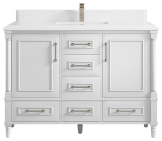 Aberdeen 48 Single Sink Bath Vanity in White 1.5" White Quartz