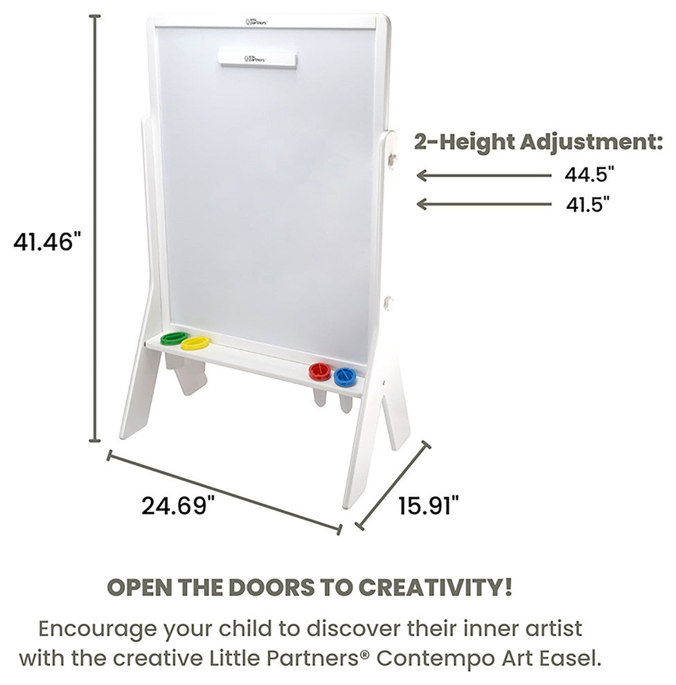 Little Partners Contempo Adjustable Height Art Easel, Soft White