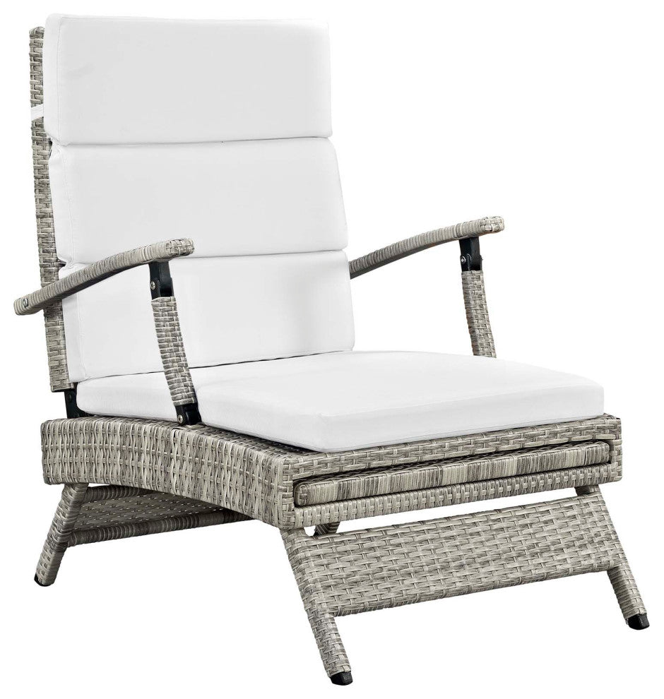 Envisage Chaise Outdoor Patio Wicker Rattan Lounge Chair-Light Gray White