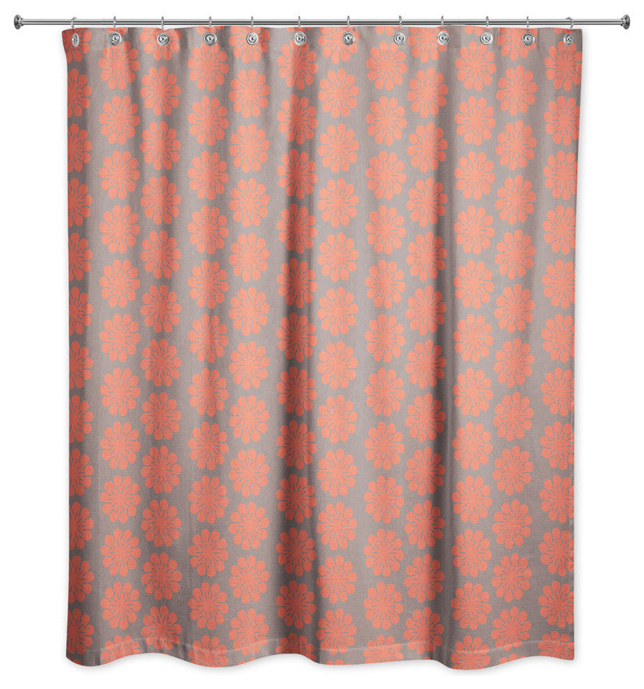 Red Floral Pattern Shower Curtain