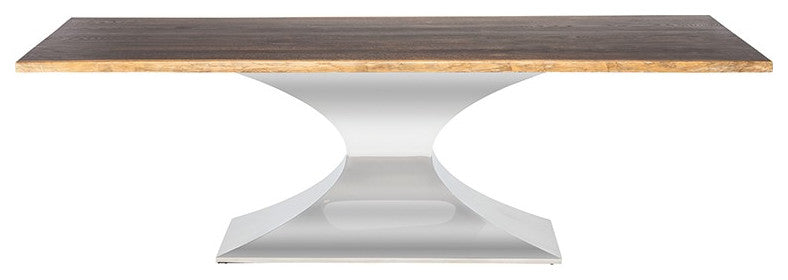 Praetorian 112-Inch Dining Table In Seared Oak And Stainless Steel