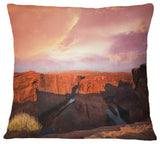 Horse Shoe Bend Under Cloudy Sky Landscape Printed Throw Pillow, 18"x18"