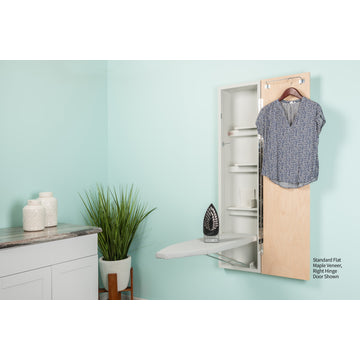 Premium Fixed Position Non-Electric Ironing Center, Flat Maple Veneer Door