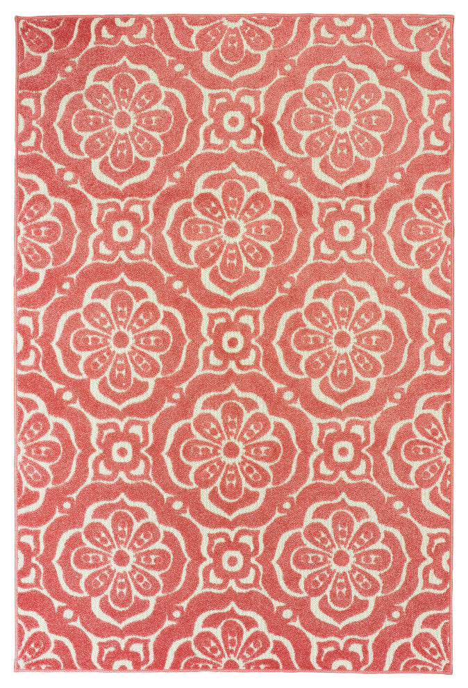 Oriental Weavers Barbados Pink/ Ivory Floral Indoor/Outdoor Rug 6'7"X9'6"