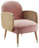 Modern Pink Velvet With Cane Accent Chair