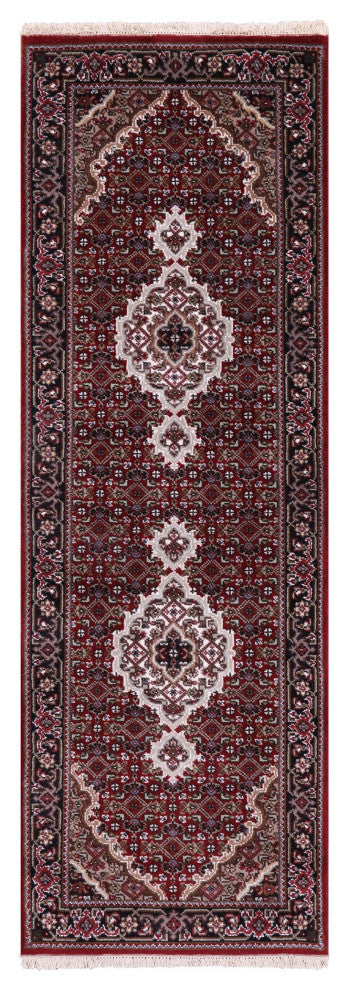 2' 0" X 6' 0" Runner Persian Tabriz Hand Knotted Wool & Silk Rug - Q13037