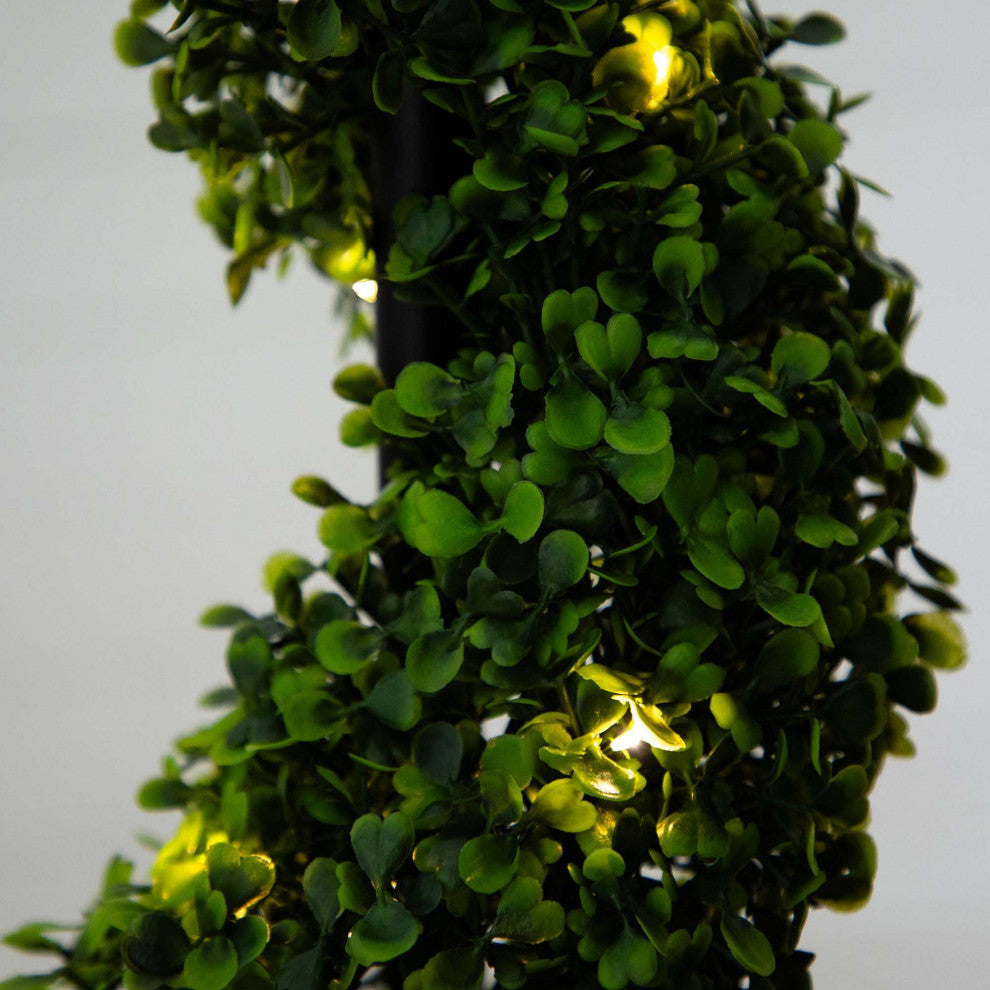 45in. UV Resistant Prelit Artificial Boxwood Spiral Topiary Tree, Planter