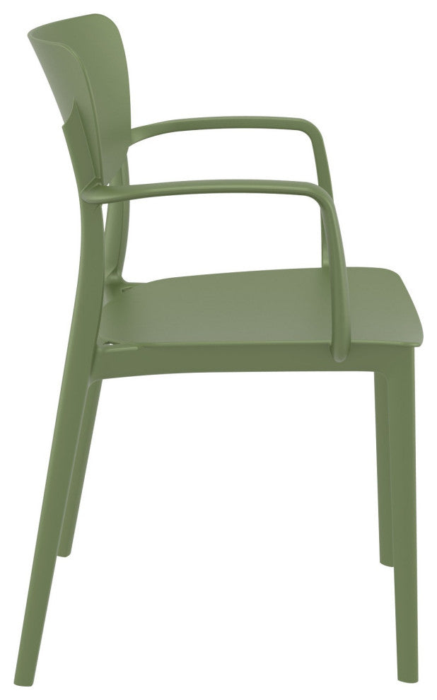 Lisa Outdoor Dining Arm Chair, Set of 2, Olive Green