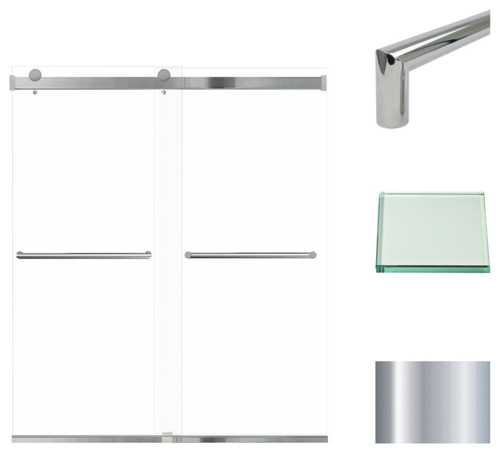 Transolid Brianna 60" W x 70" H Frameless Sliding Shower Door in Polished Chrome
