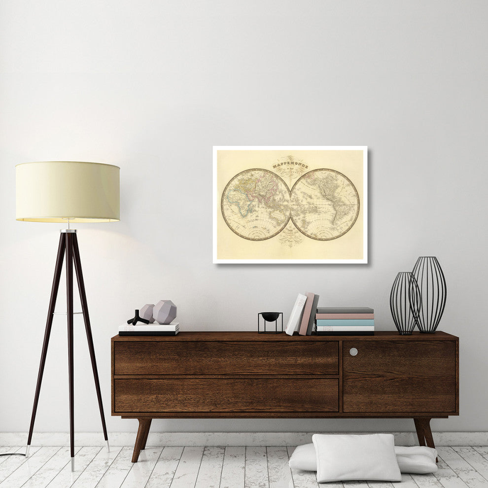 "Mappemonde, 1849" Digital Paper Print by J. Andriveau-Goujon, 38"x29"