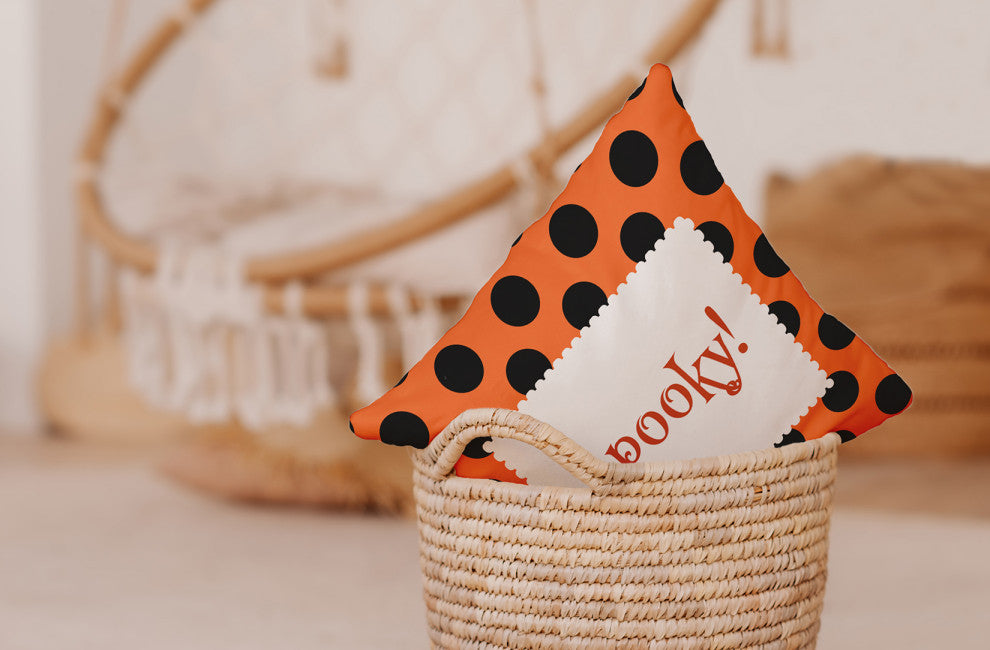 Halloween Spooky Dots Indoor/Outdoor Throw Pillow, Traditional Orange, 20"x20"