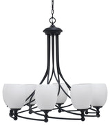 Capri 8-Light Chandelier, Matte Black/White Linen