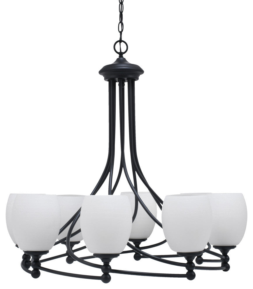 Capri 8-Light Chandelier, Matte Black/White Linen