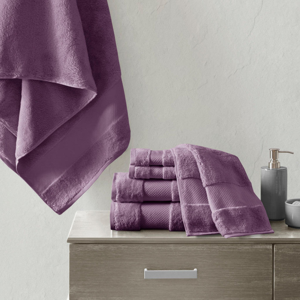 Madison Park Signature Turkish Cotton 6 Piece Bath Towel Set, Purple