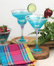 Retro Stripe Turquoise Martini Glasses, Set of 2