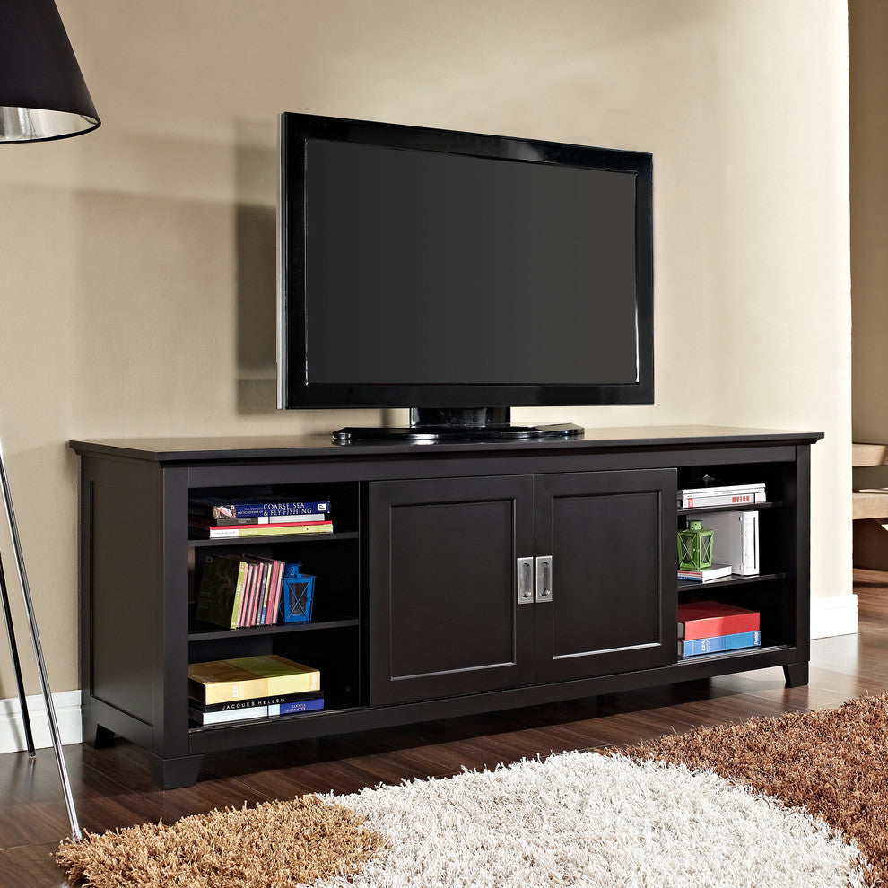 Fullview 70" Traditional Wood TV Stand - Black