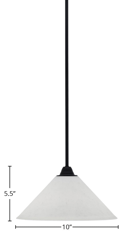 Paramount Mini Pendant, Matte Black, 10" White Muslin Glass