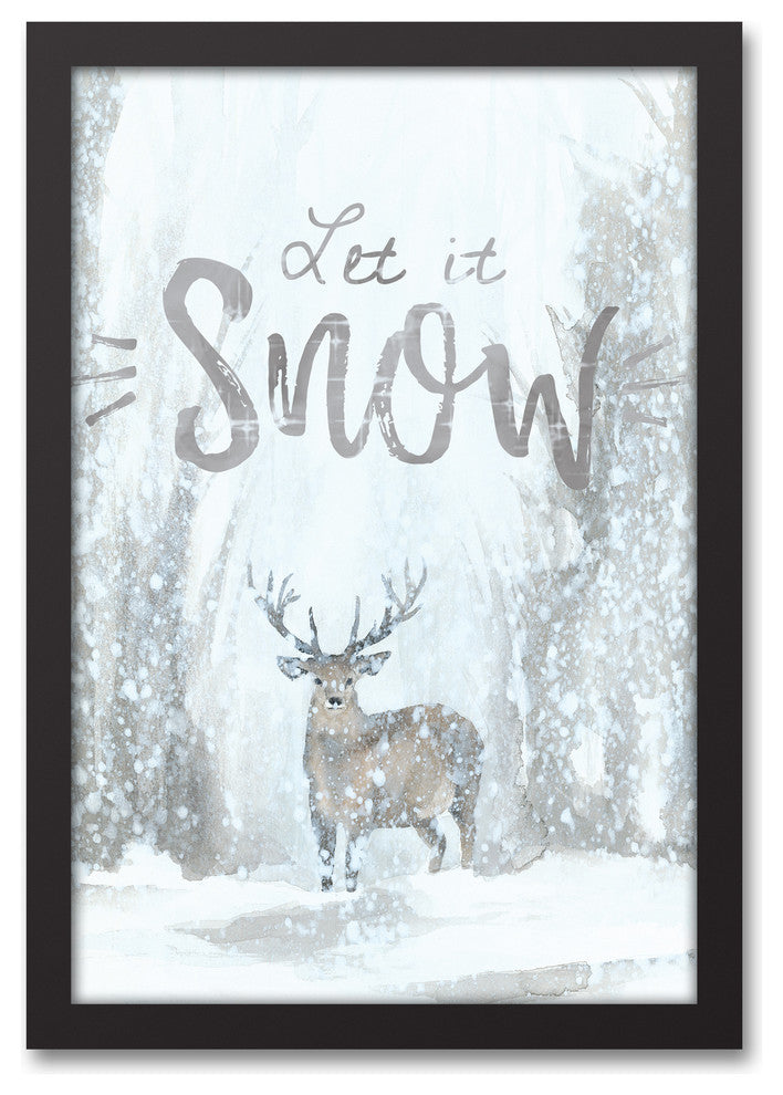 Let it Snow Forrest 12x18 Black Framed Canvas