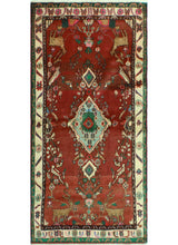 Fine Vintage Distressed Melisa Burgundy/Ivory Runner, 3'5 x 7'4