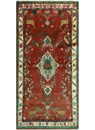 Fine Vintage Distressed Melisa Burgundy/Ivory Runner, 3'5 x 7'4