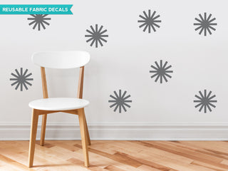 Starburst Fabric Wall Decals, Set of 8, Charcoal